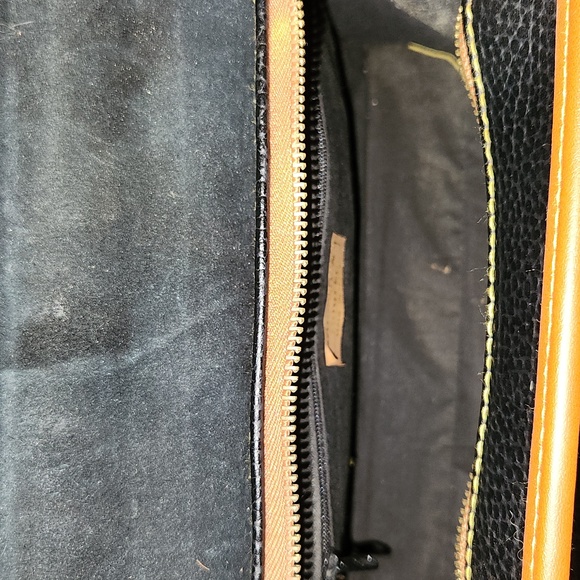 DOONEY & BOURKE Vintage Leather Black/English Tan XL Saddle Handbag - EUC - Picture 8 of 16